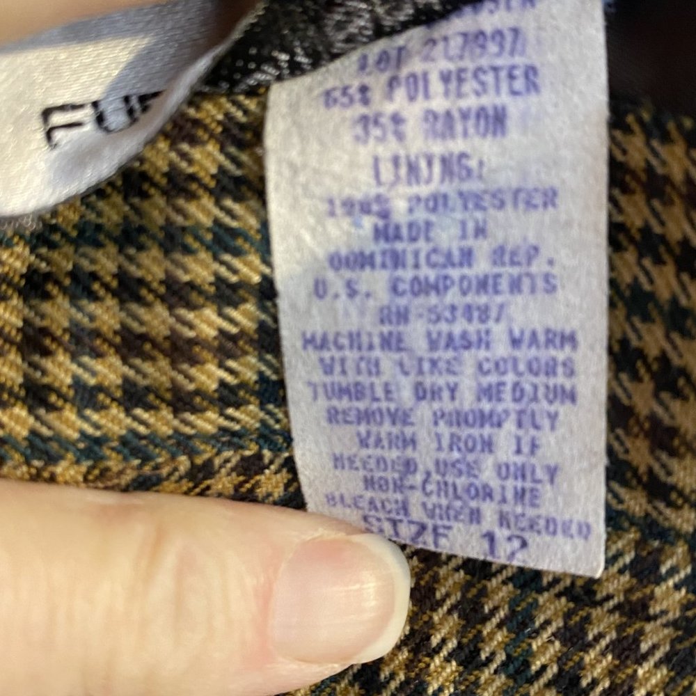 FUNDAMENTAL THINGS -- Mid-Lgth Skirt, Houndstooth, Beige/Green/Maroon, Back Zip - Picture 12 of 12